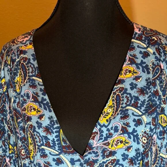 💙 NWT Boden Cottagecore Paisley Plunging Neckline Maxi Dress Size 14 - Picture 4 of 10